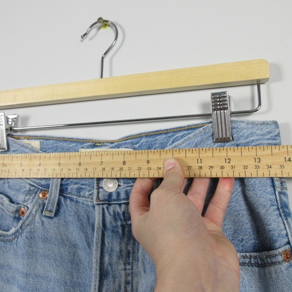 Levi's Premium Ribcage Straight Ankle Jeans Women 27 Blue Cotton Distressed 576 - Picture 8 of 15